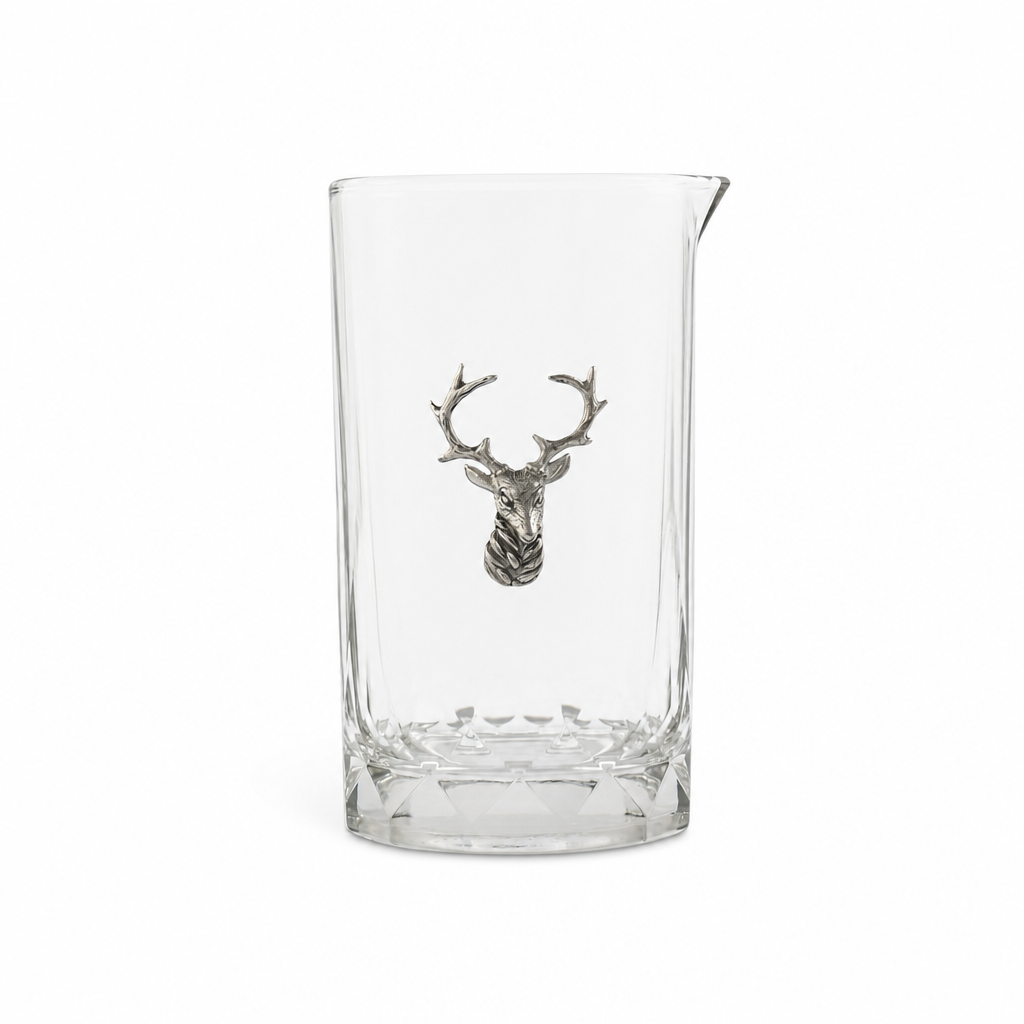 Elk Bust Hatched Bar Glass Mixing Pitcher