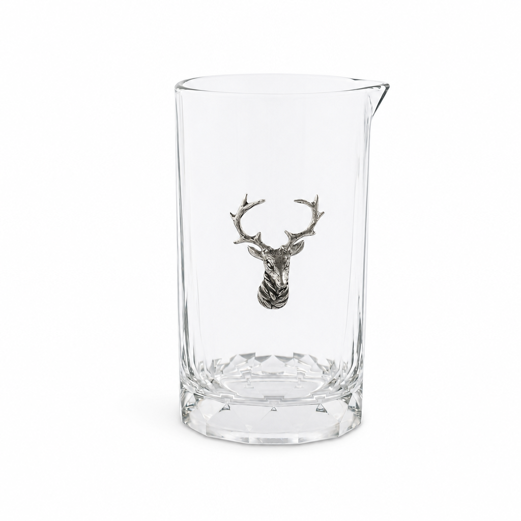 Elk Bust Hatched Bar Glass Mixing Pitcher