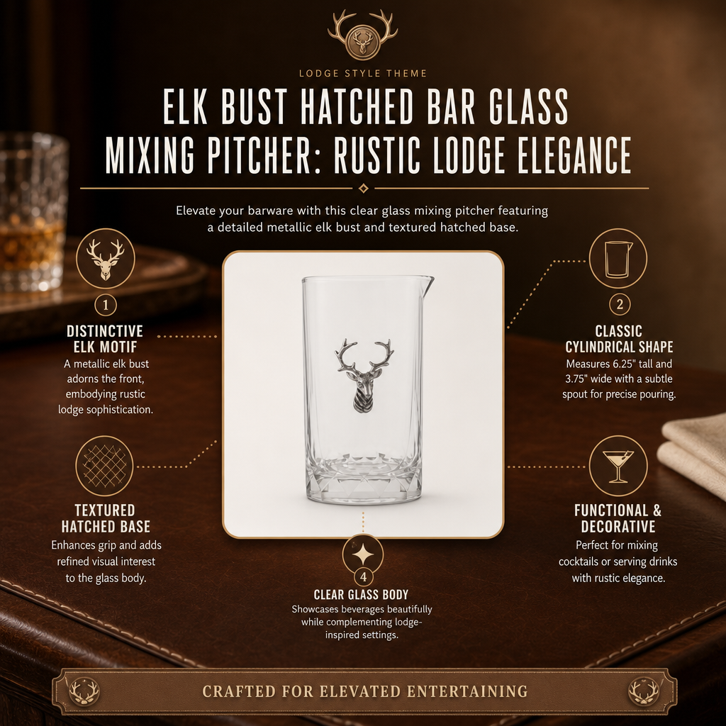 Elk Bust Hatched Bar Glass Mixing Pitcher