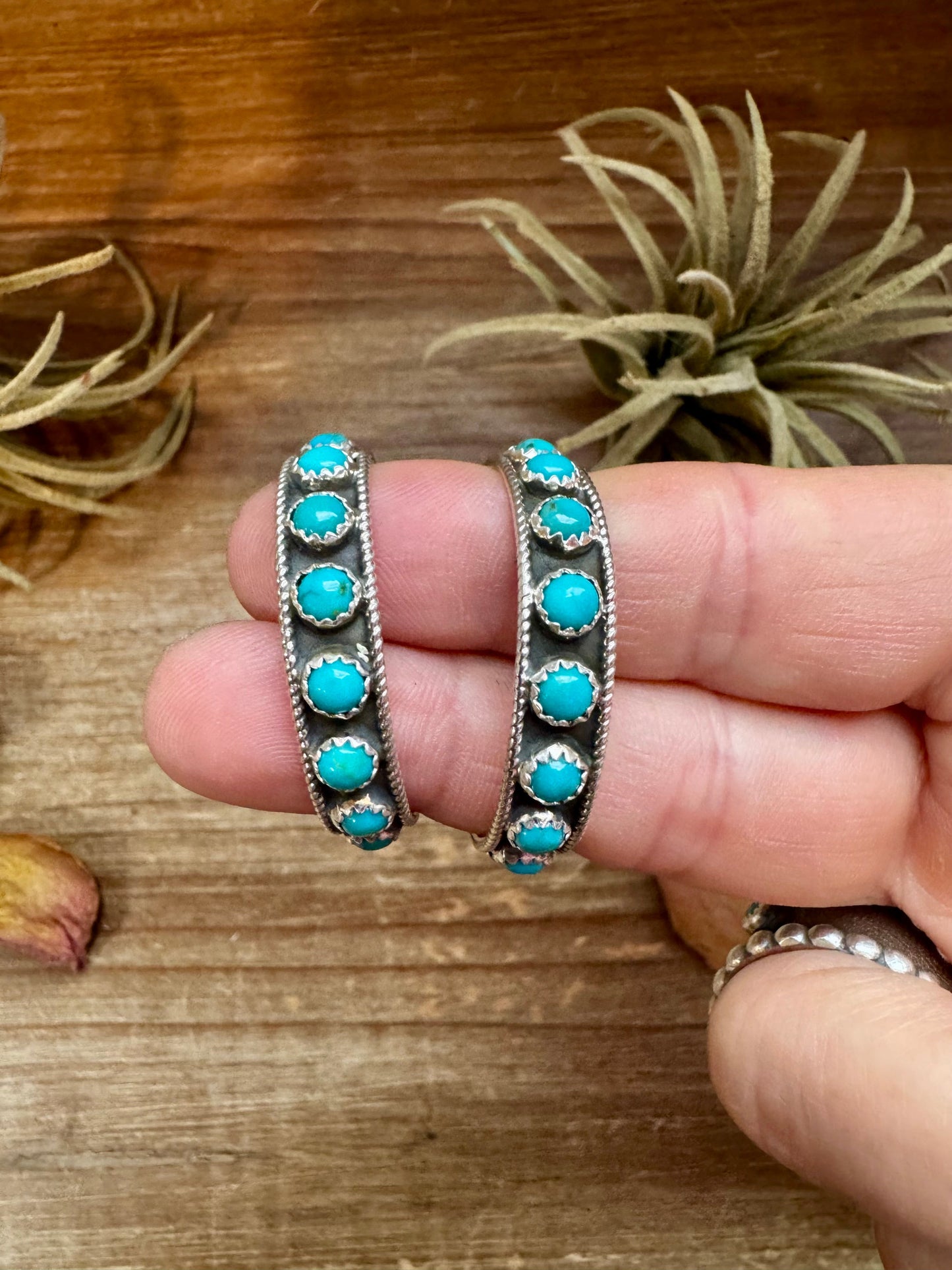 Snake Eye Hoop Earrings – Kingman Turquoise & Sterling Silver