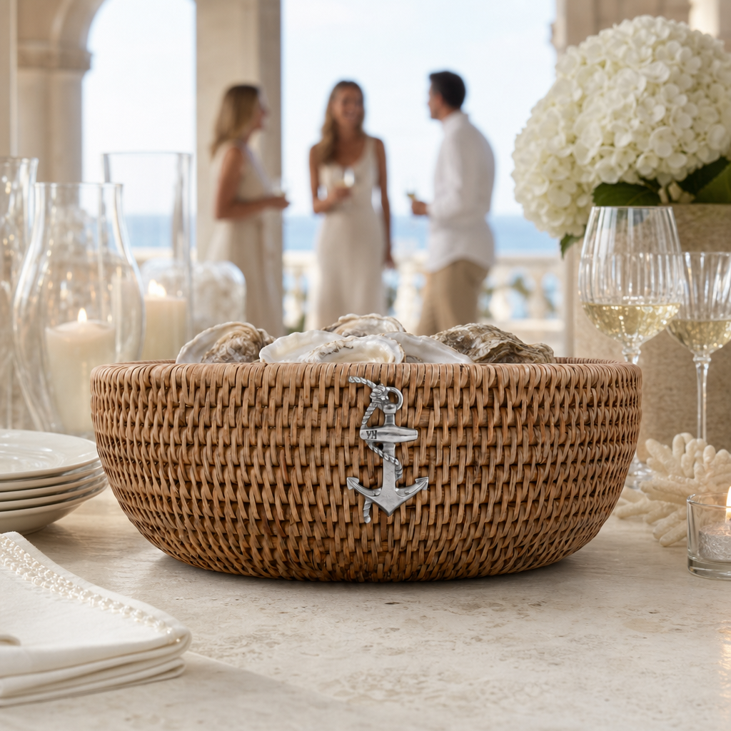 Anchor Hand Woven Wicker Natural Rattan Serving Bowl
