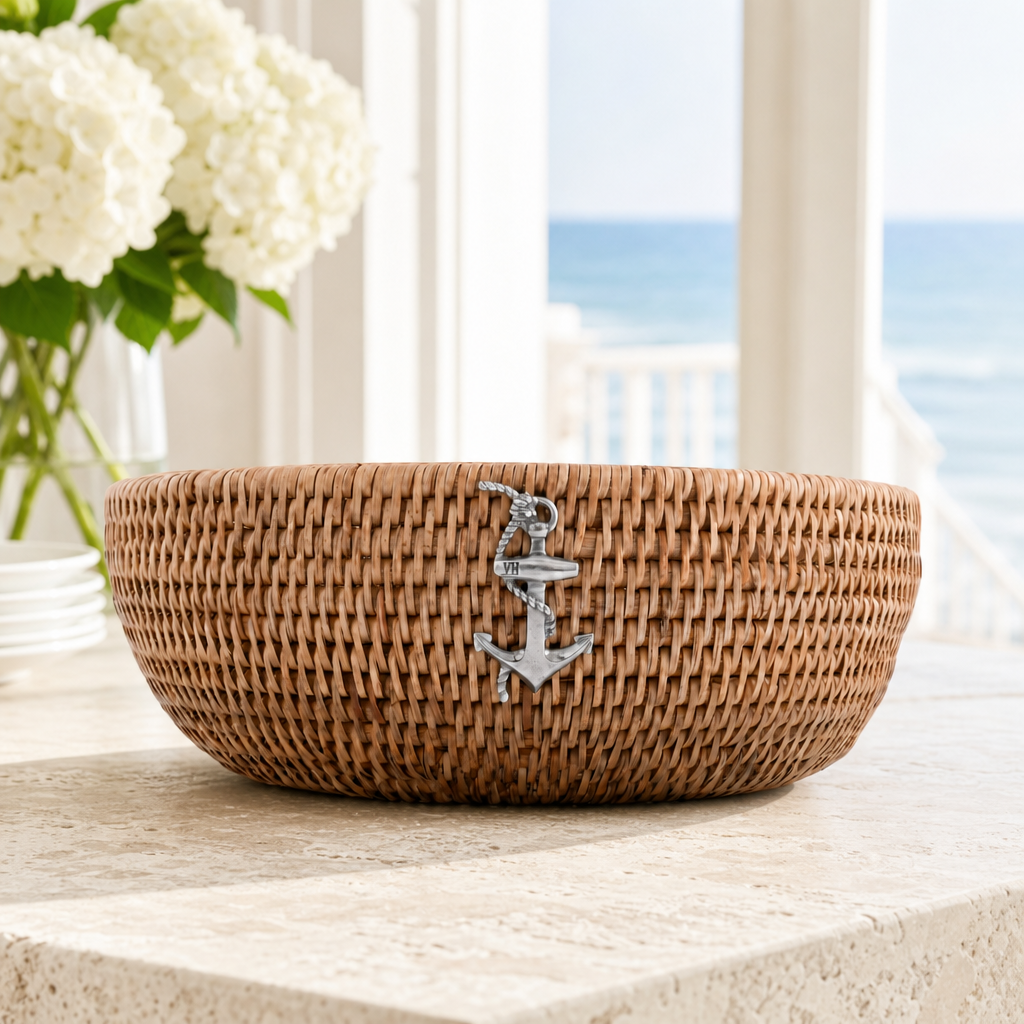 Anchor Hand Woven Wicker Natural Rattan Serving Bowl