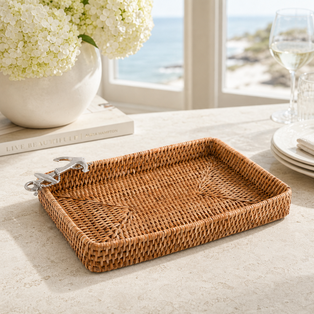 Anchor Catchall Tray Hand Woven Wicker Rattan
