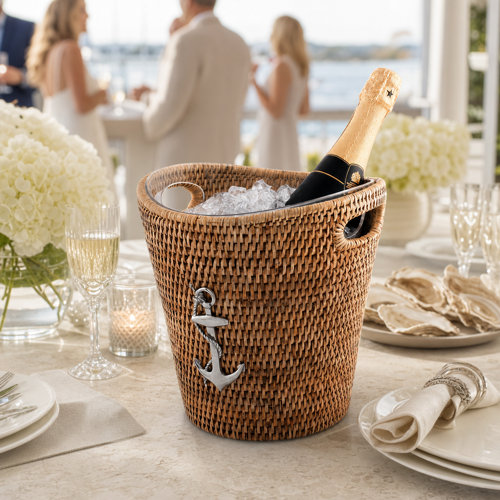 Anchor Hand Woven Wicker Rattan Champagne / Ice Bucket