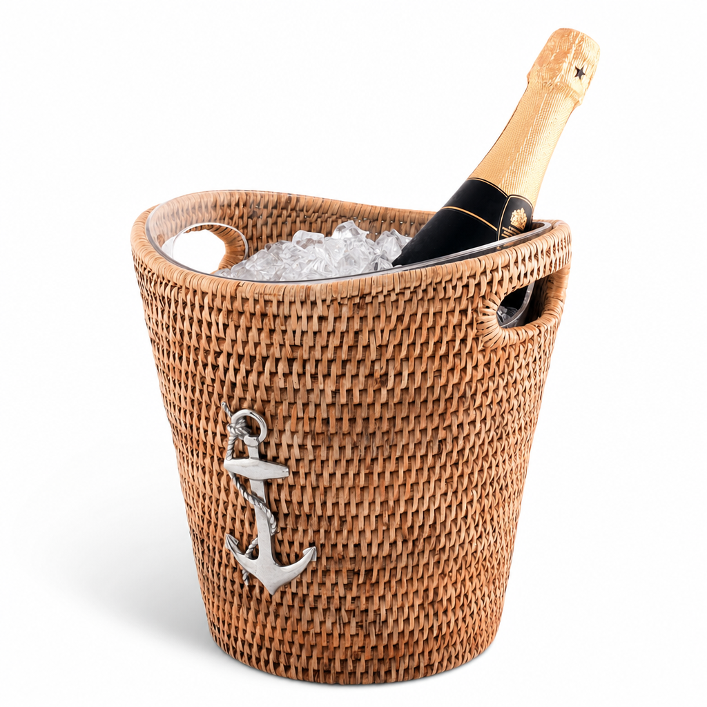 Anchor Hand Woven Wicker Rattan Champagne / Ice Bucket