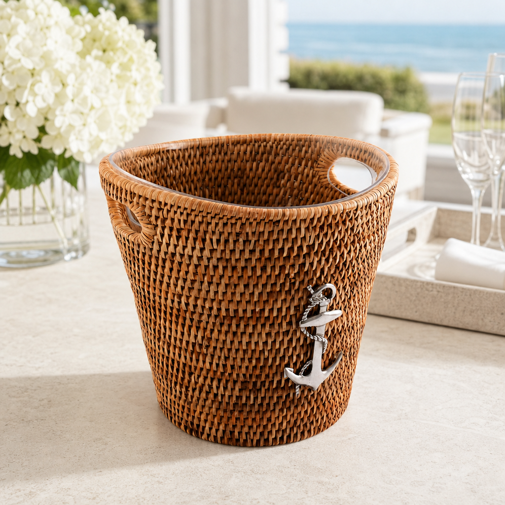 Anchor Hand Woven Wicker Rattan Champagne / Ice Bucket