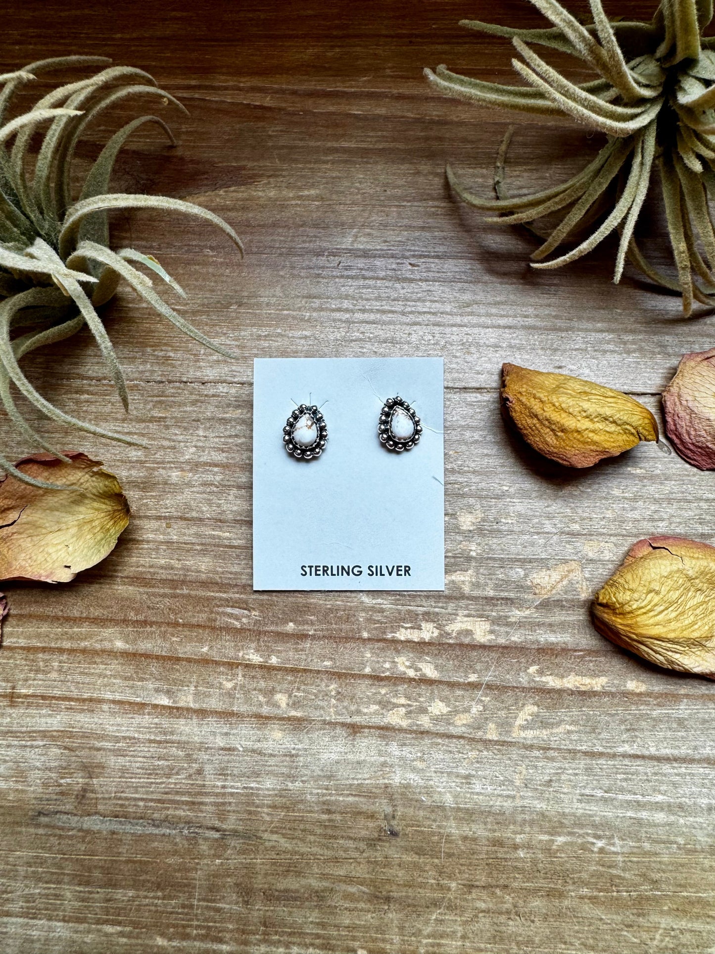 Wild Horse Teardrop Stud Earrings – Sterling Silver, Small