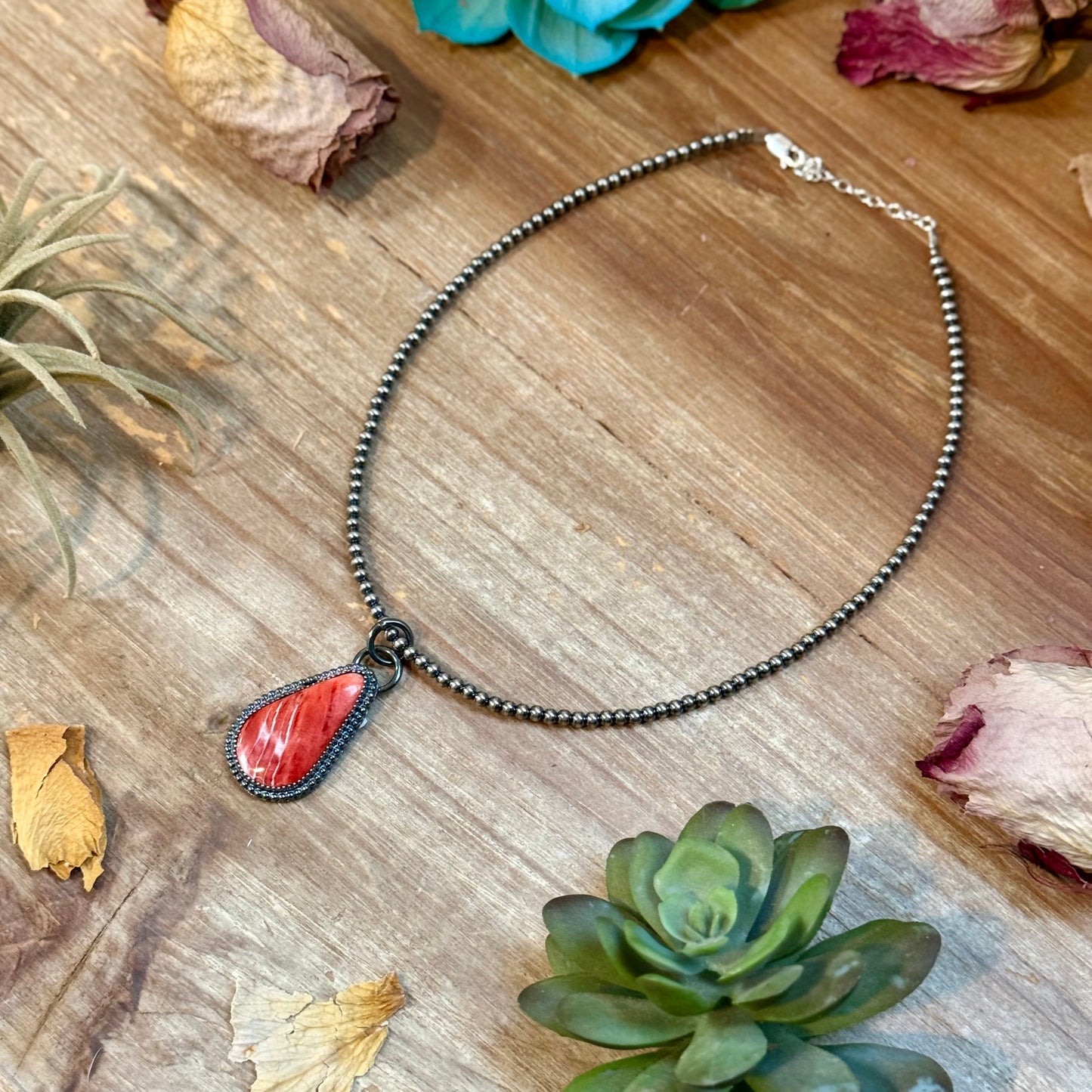 ***FREE Sterling Silver Pearl Necklace + MJ Red Spiny Oyster Pendant