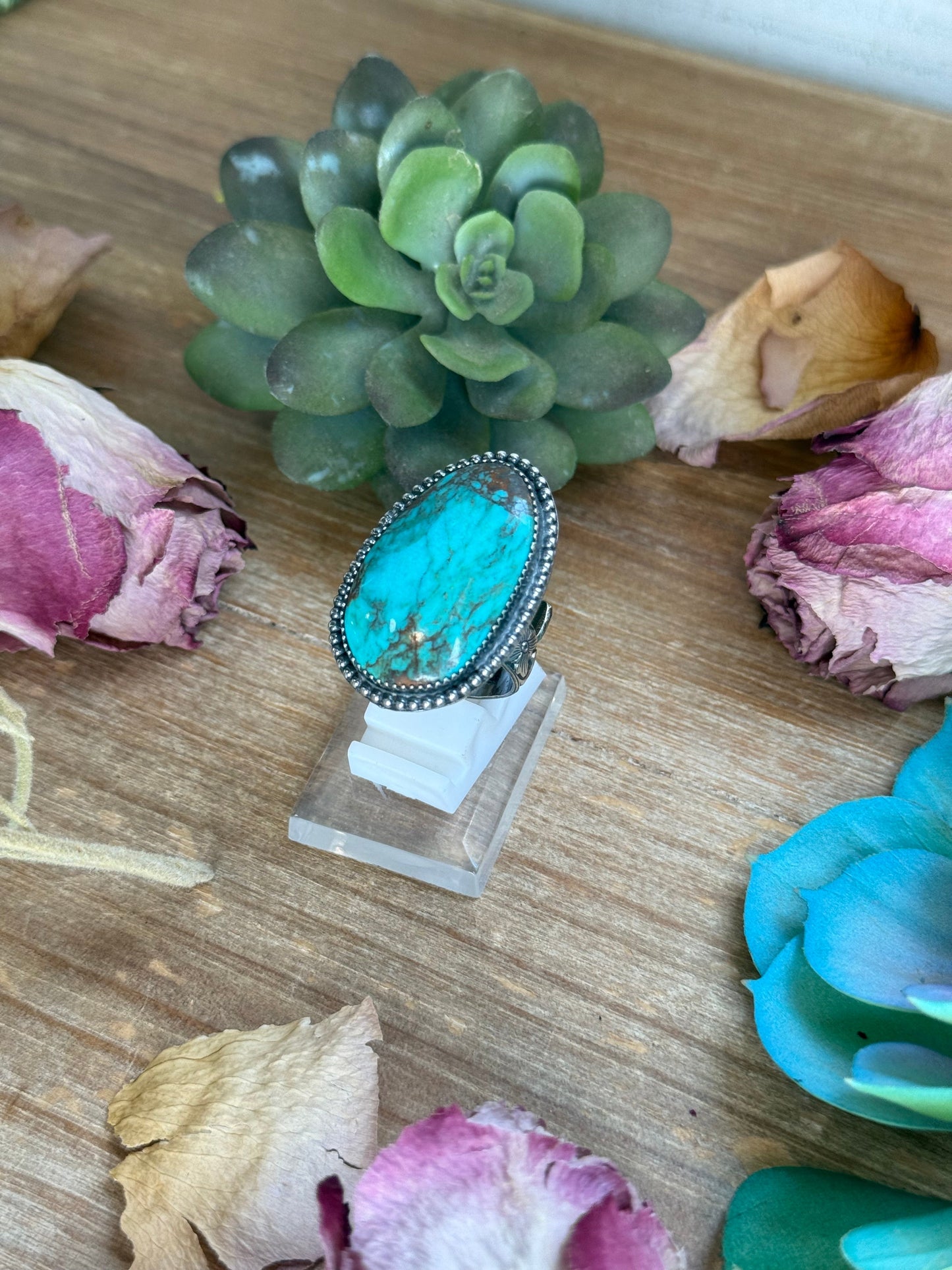MJ Turquoise Ring – Sterling Silver Adjustable Band