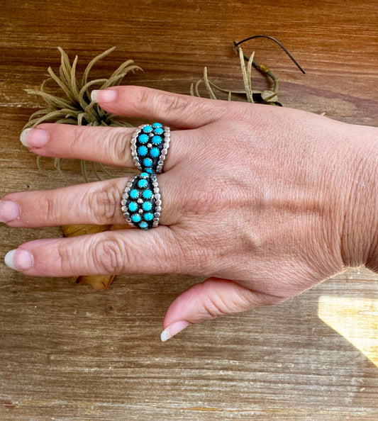 Multi-Stone Kingman Turquoise Ring – Roberta Begay – Size 7 or 9