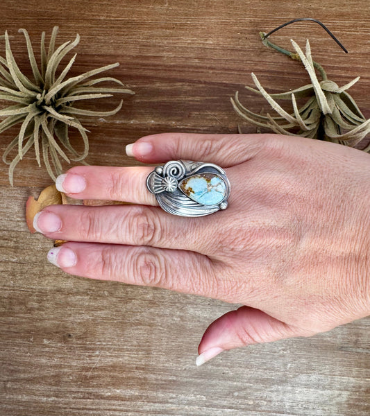 Golden Hill Turquoise Sterling Silver Ring – Size 9.5, One of a Kind