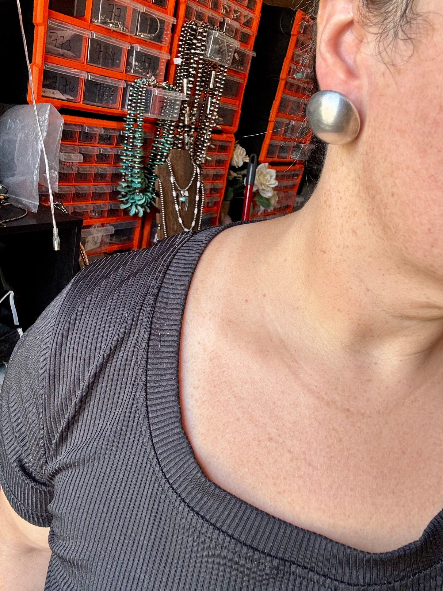 Large 30mm Sterling Silver Saucer Pearl Stud Earrings – USA Made