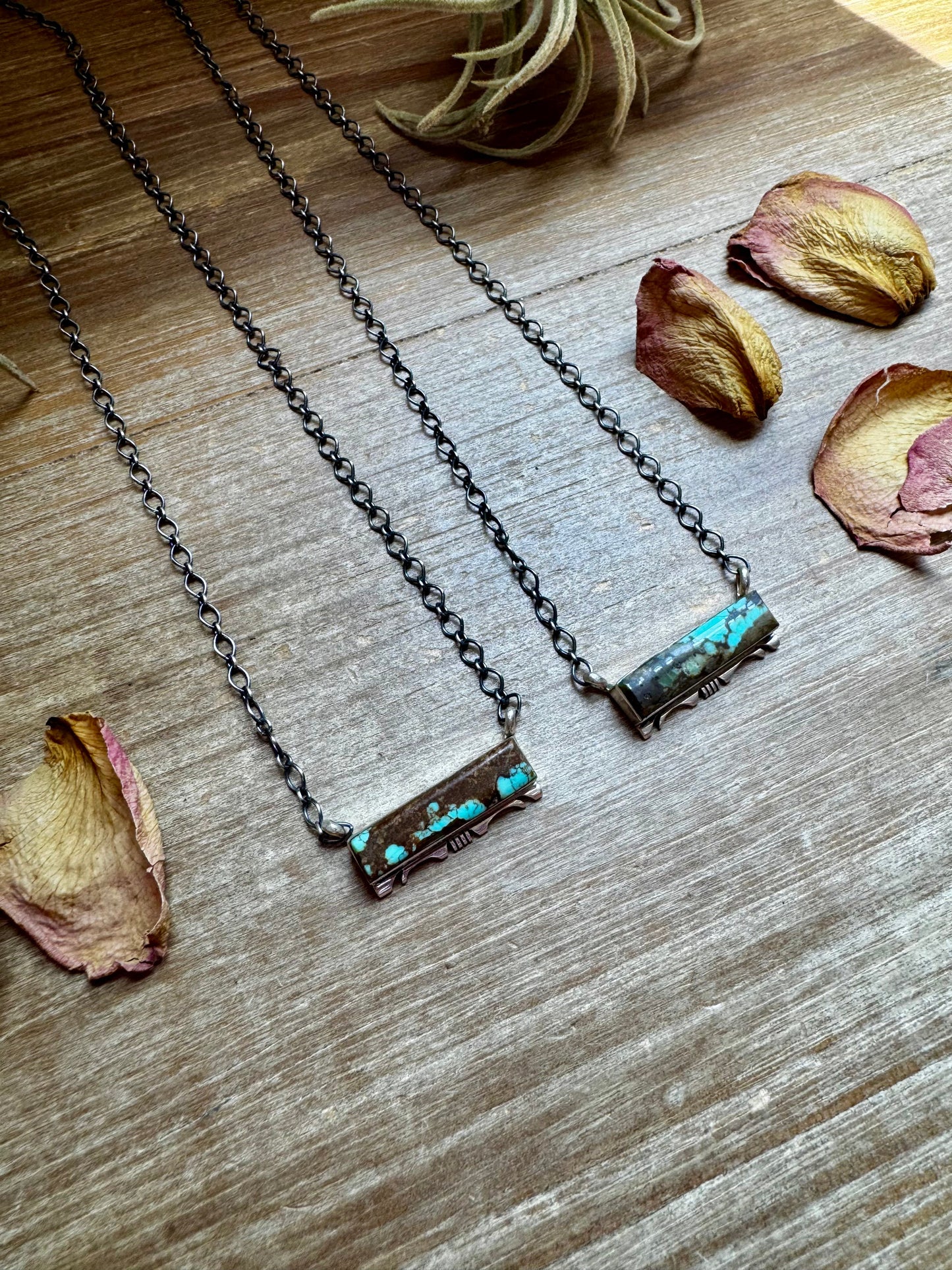 Sterling Silver Bar Necklace with #8 Turquoise
