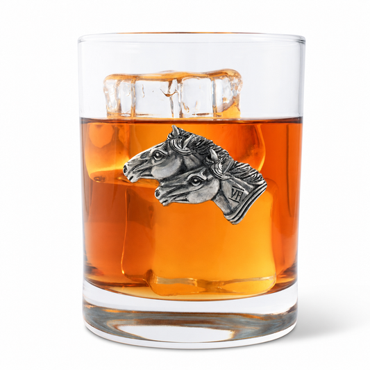 Running Horse Double Old Fashion Bar Glass