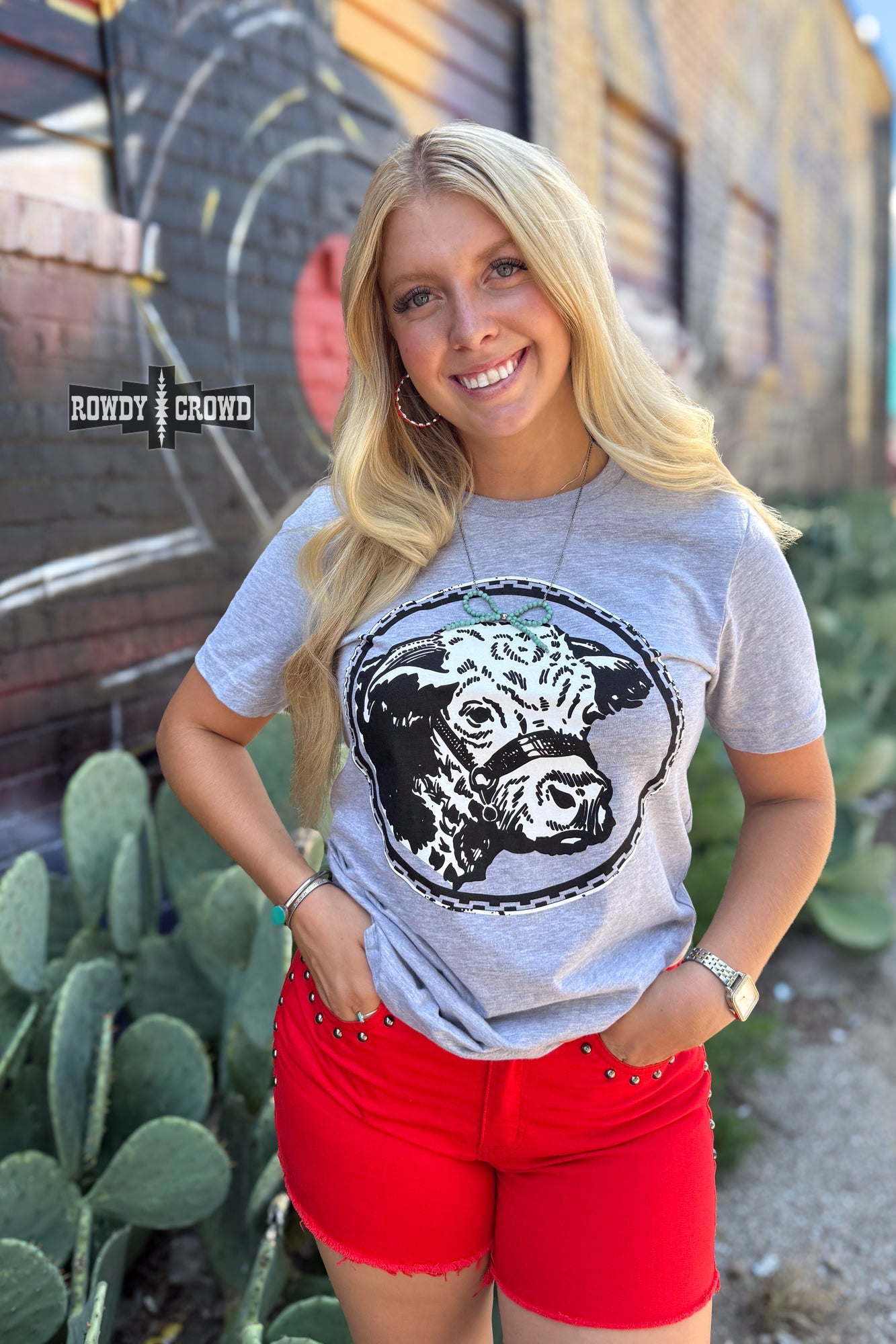 Happy Hereford Tee- GREY