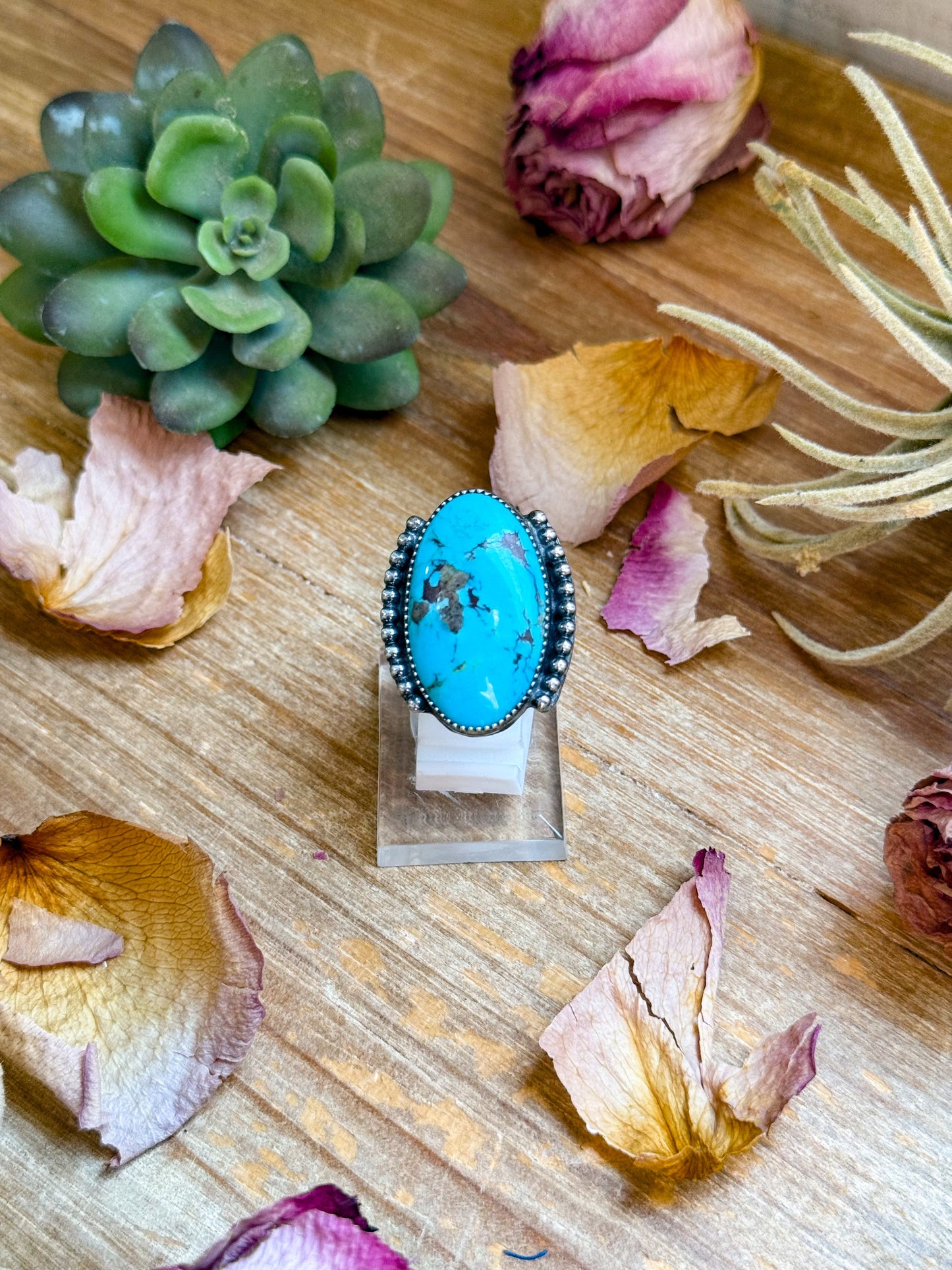 MJ Ring – Sterling Silver Adjustable Oval Turquoise Ring