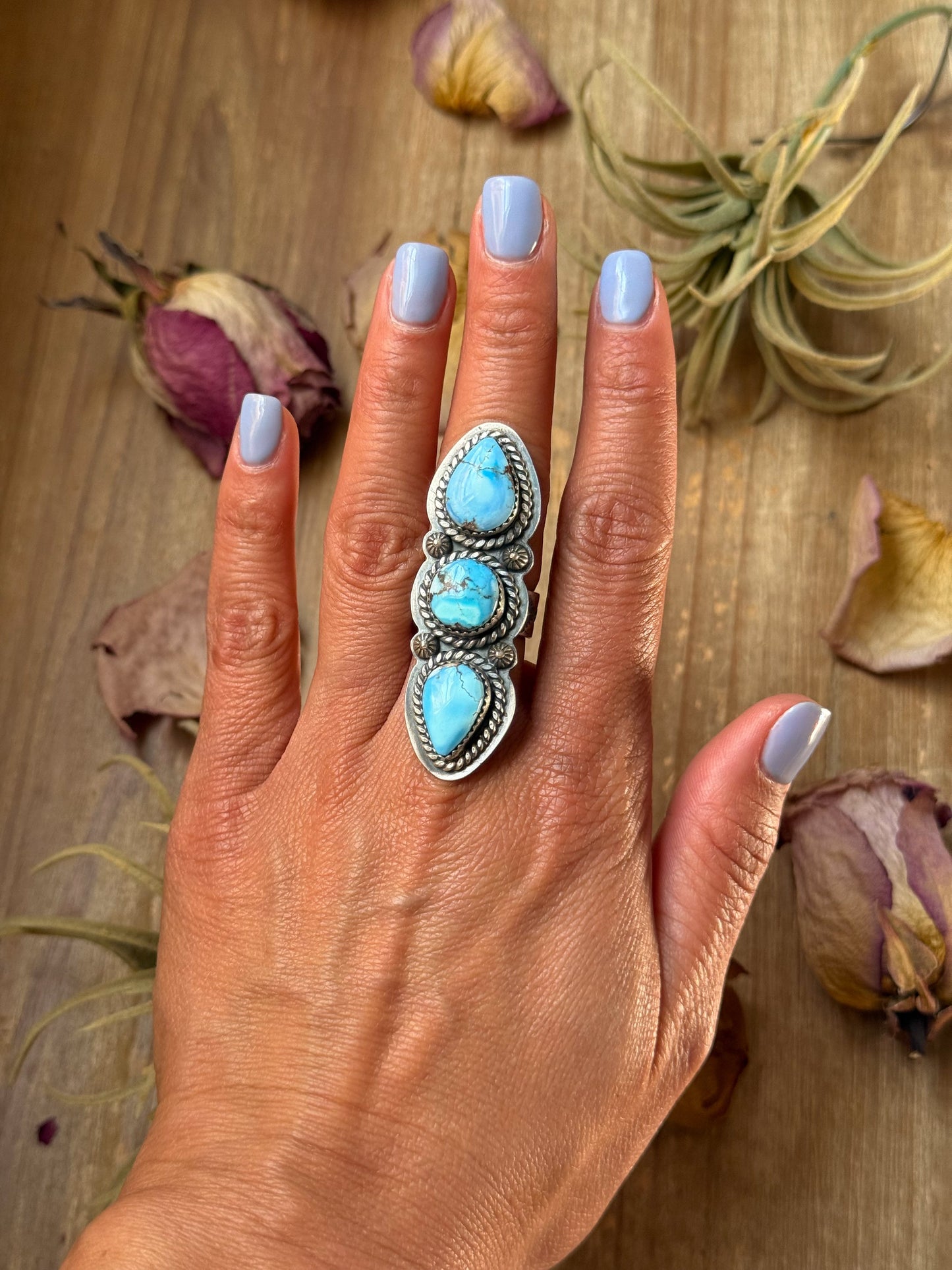 Sterling Silver Golden Hill Turquoise Adjustable Ring