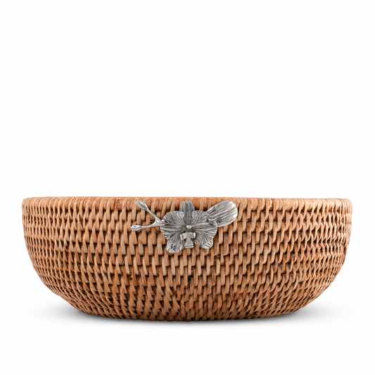 Orchid  Hand Woven Wicker Natural Rattan Serving Bowl