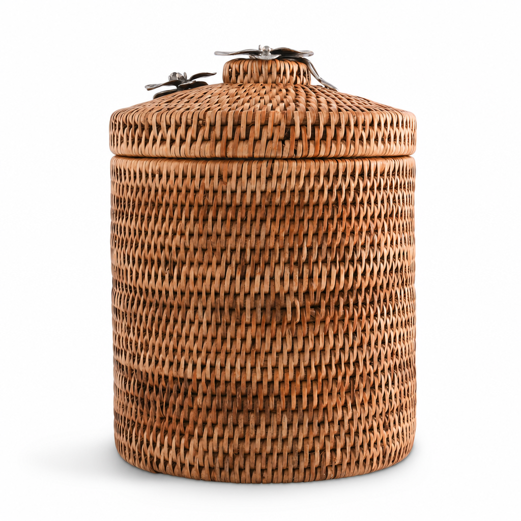 Orchids Hand Woven Wicker Rattan Lidded Ice Bucket