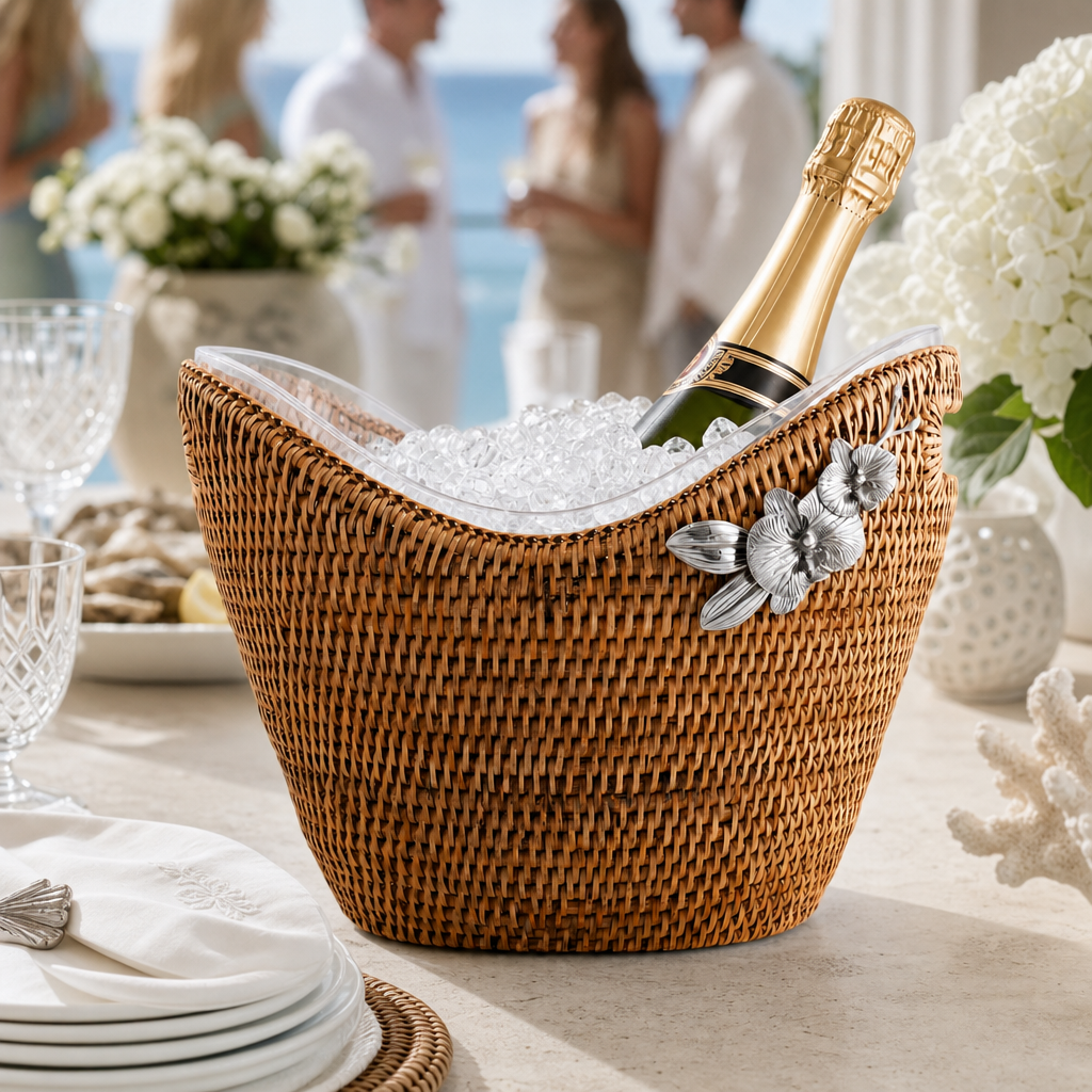 Orchids Hand Woven Wicker Rattan Champagne / Ice Tub