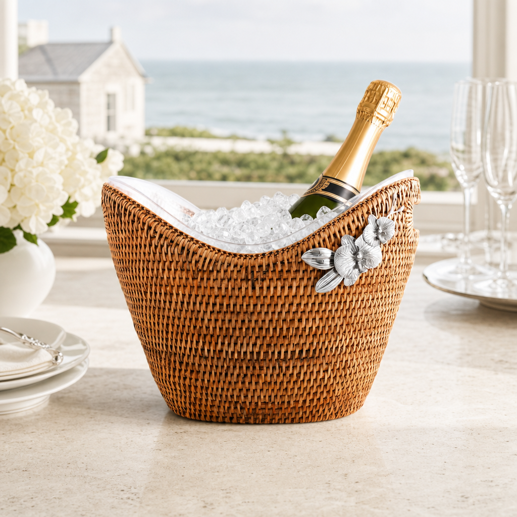 Orchids Hand Woven Wicker Rattan Champagne / Ice Tub