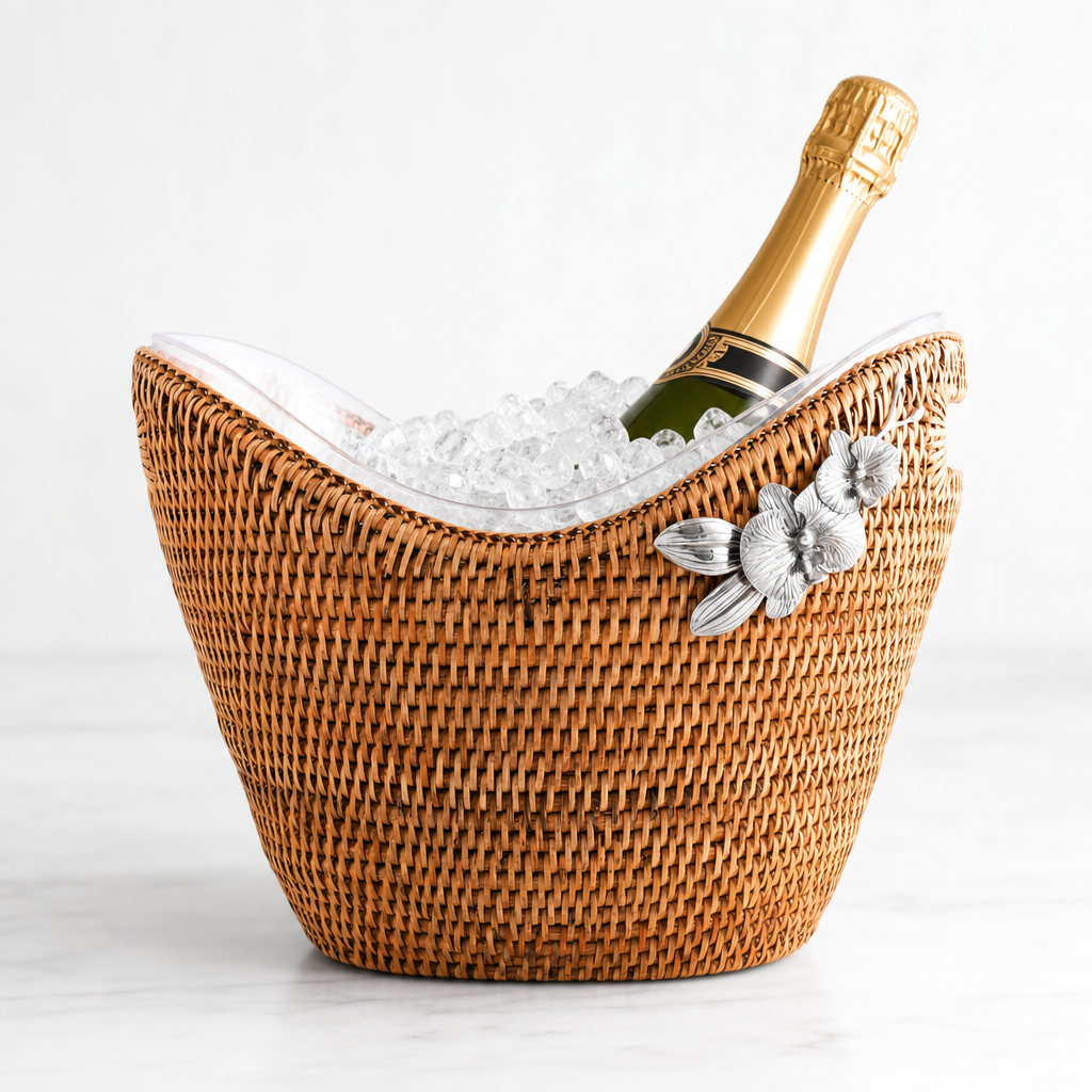 Orchids Hand Woven Wicker Rattan Champagne / Ice Tub