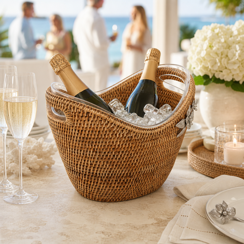 Orchids Hand Woven Wicker Rattan Champagne / Ice Tub