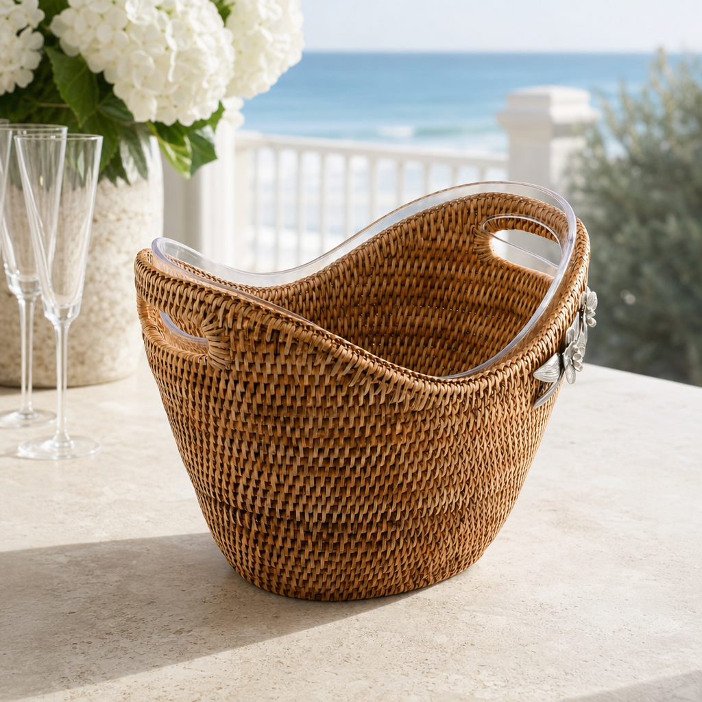 Orchids Hand Woven Wicker Rattan Champagne / Ice Tub