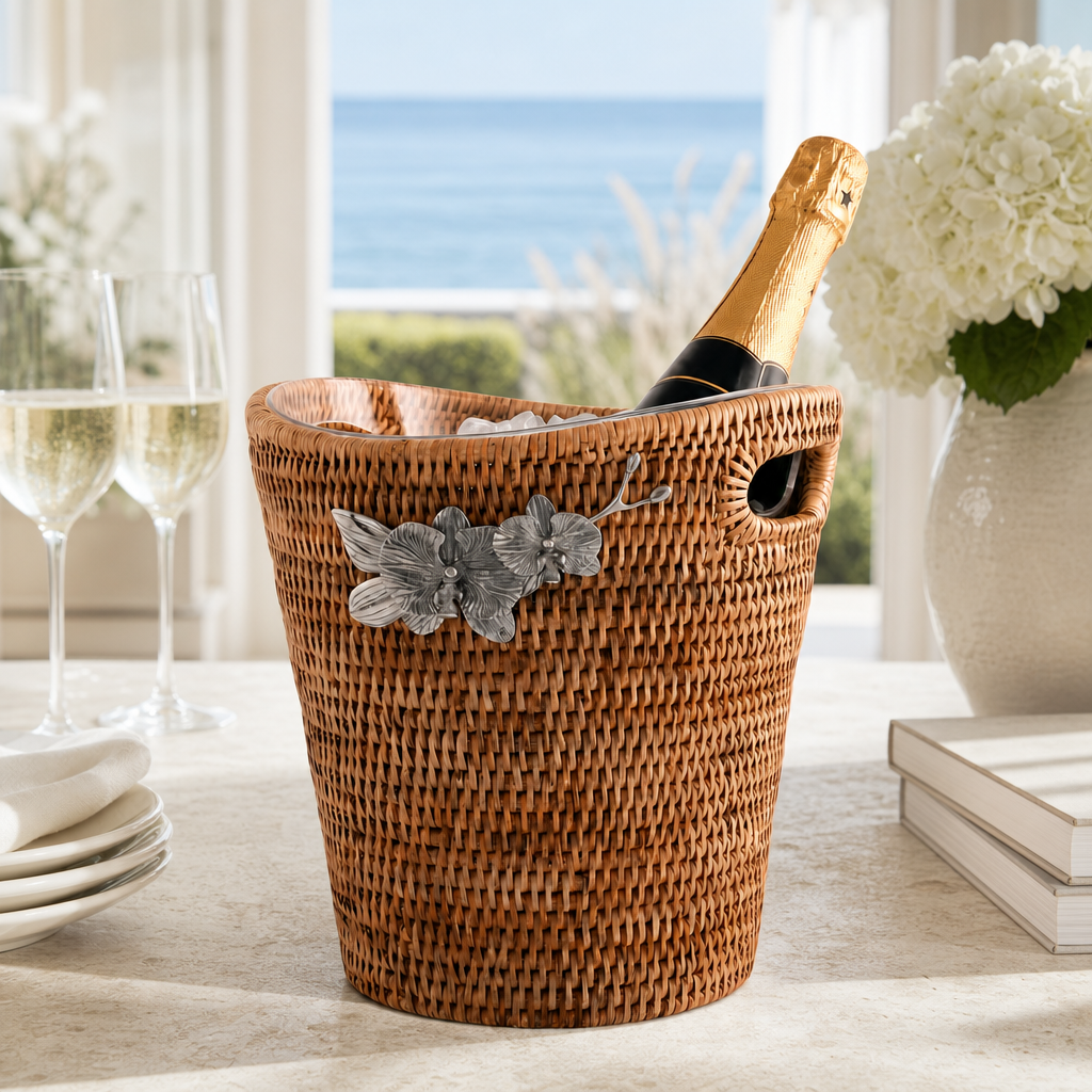 Orchids Hand Woven Wicker Rattan Champagne  / Ice Bucket