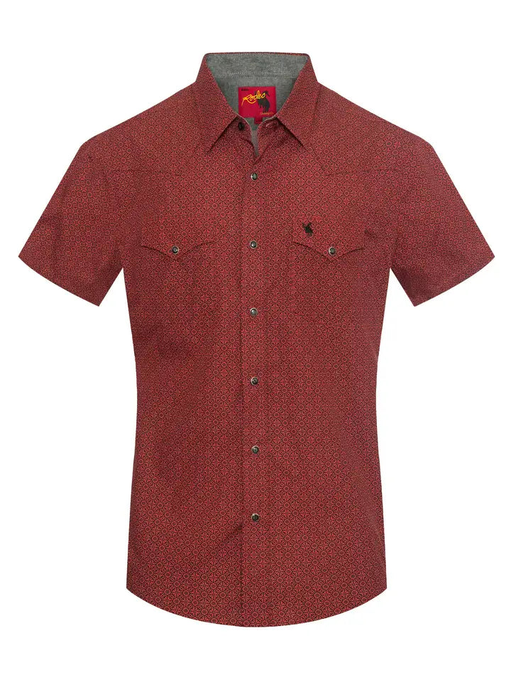 Men's Short Sleeve Pearl Snap Print Shirt