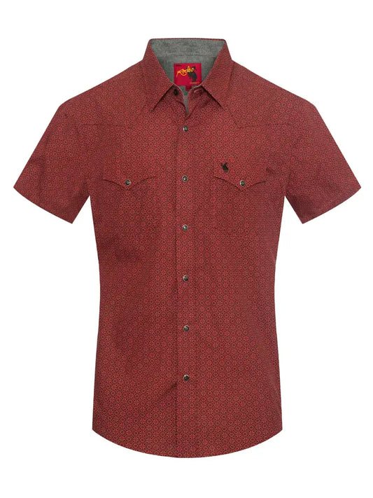 Men's Short Sleeve Pearl Snap Print Shirt