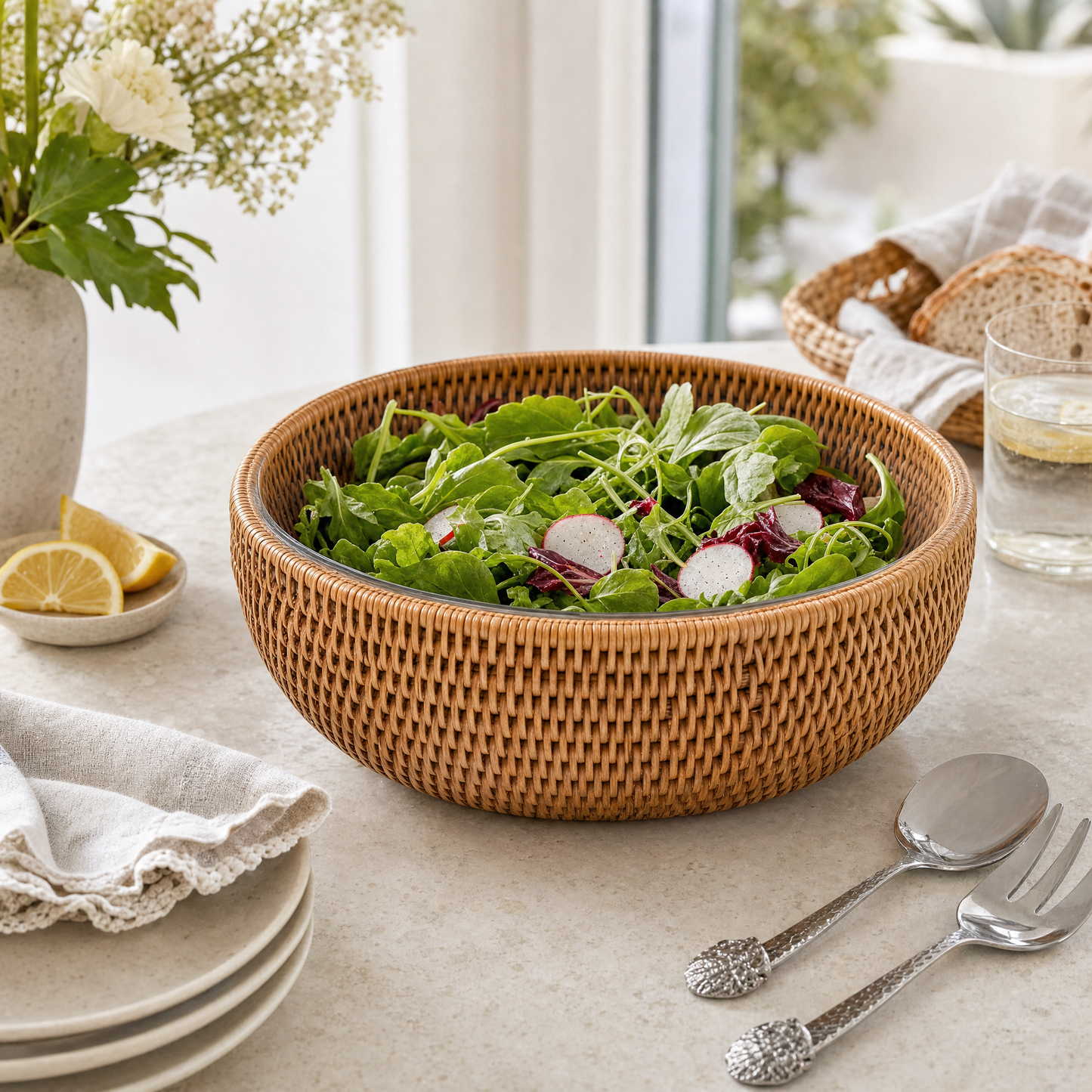 Hand Woven Serving Bowl Rattan