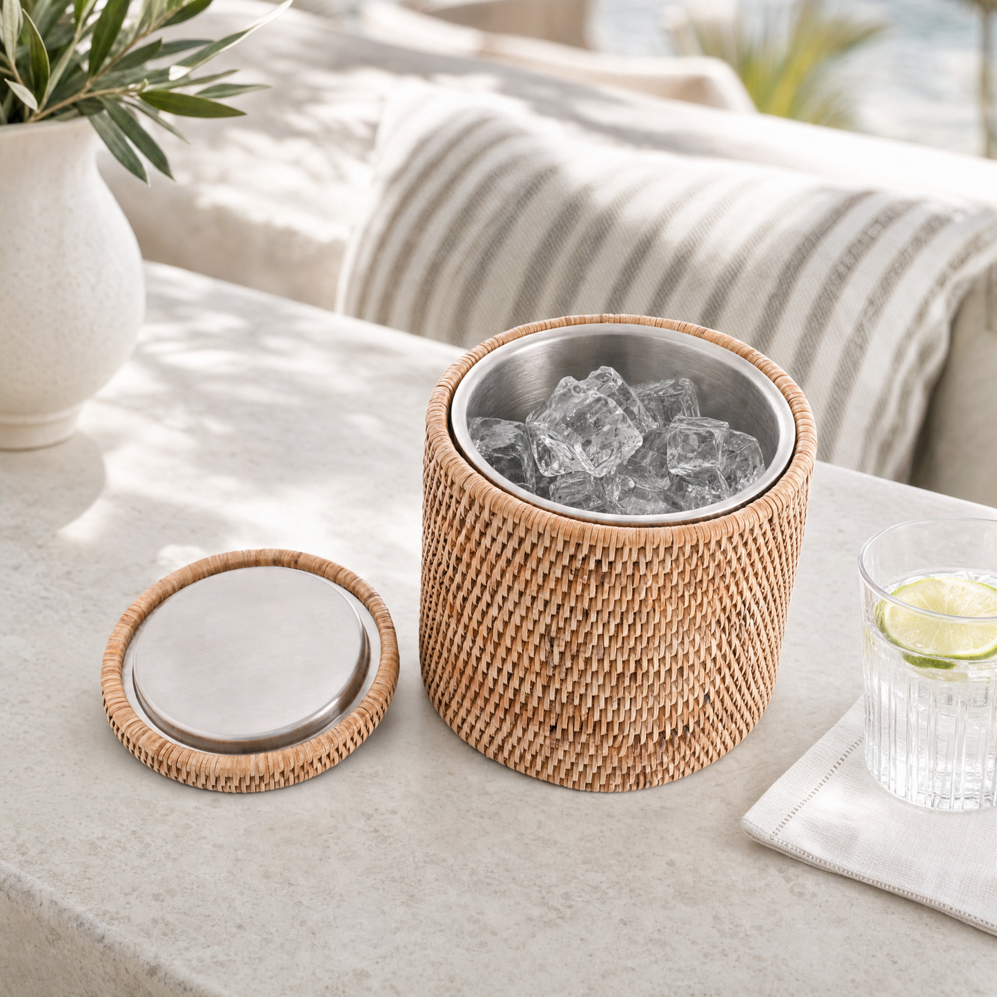 Hand Woven Wicker Rattan Ice Bucket