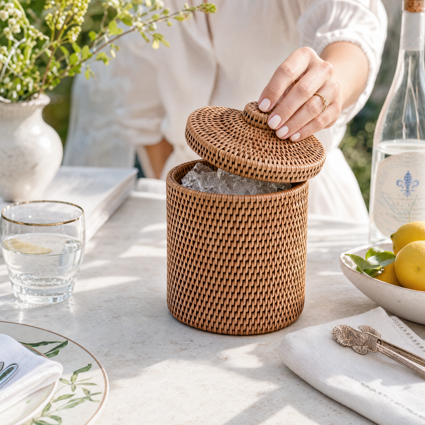 Hand Woven Wicker Rattan Ice Bucket