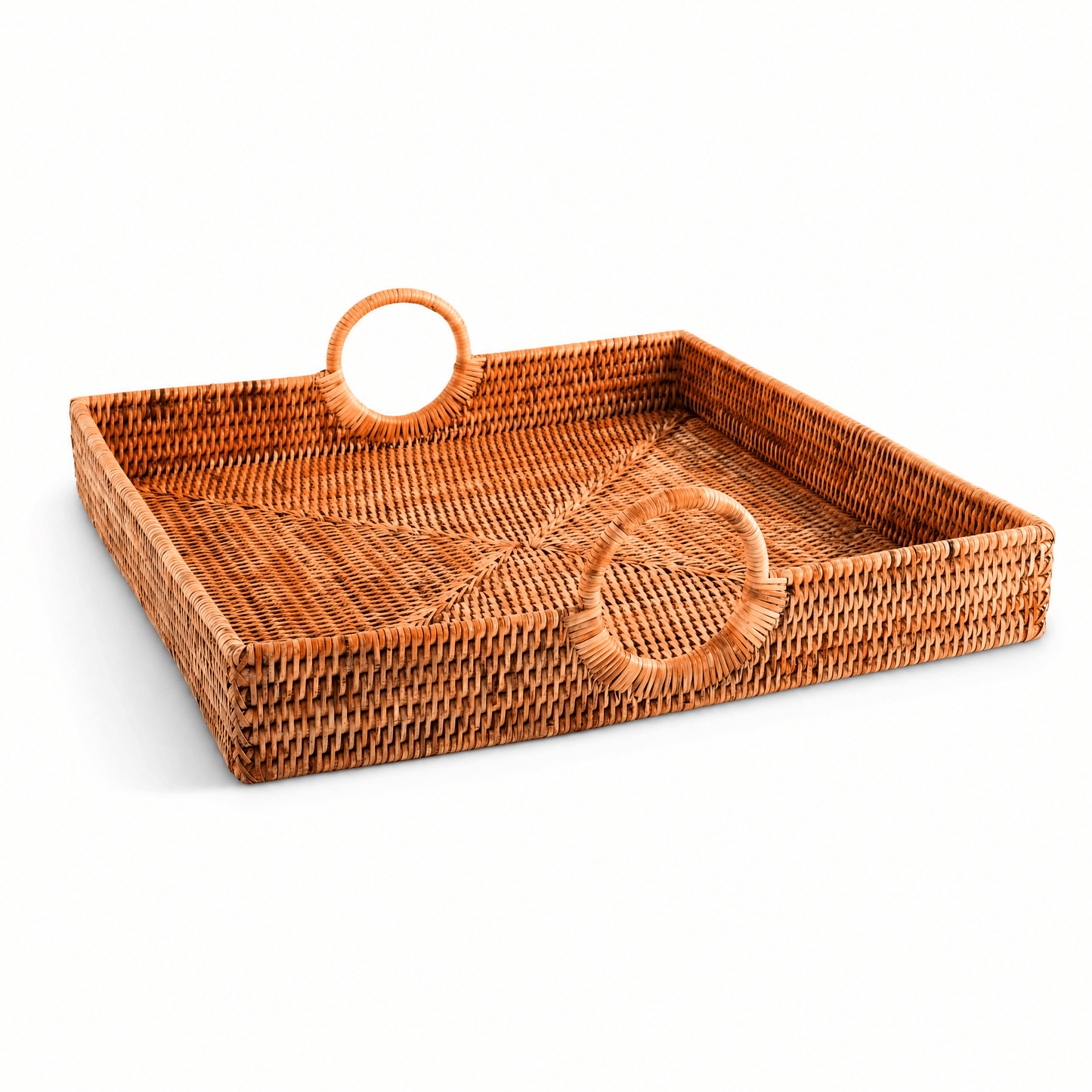 Hand Woven Wicker Rattan Large Square Tray