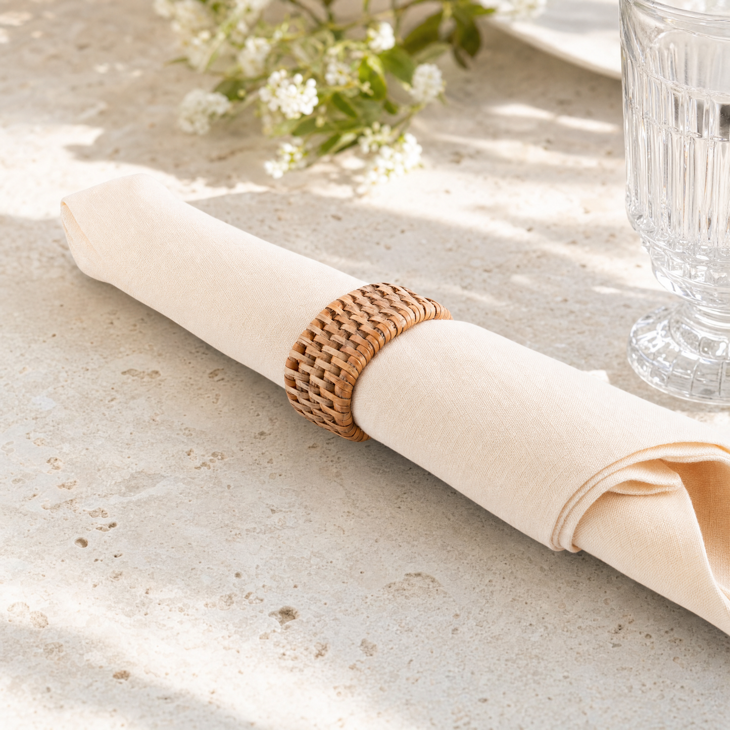 Hand Woven Rattan Napkin Ring - Set of 4