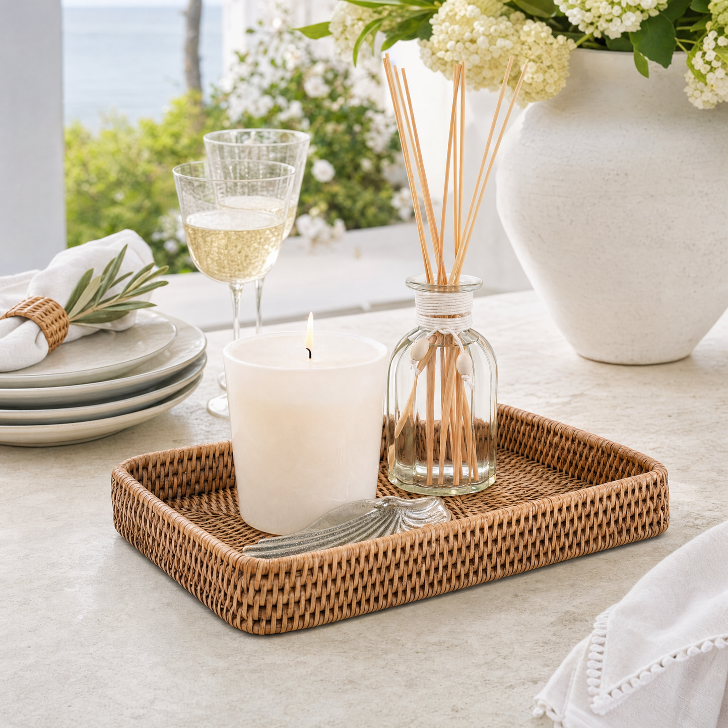 Catchall Tray Hand Woven Wicker Rattan