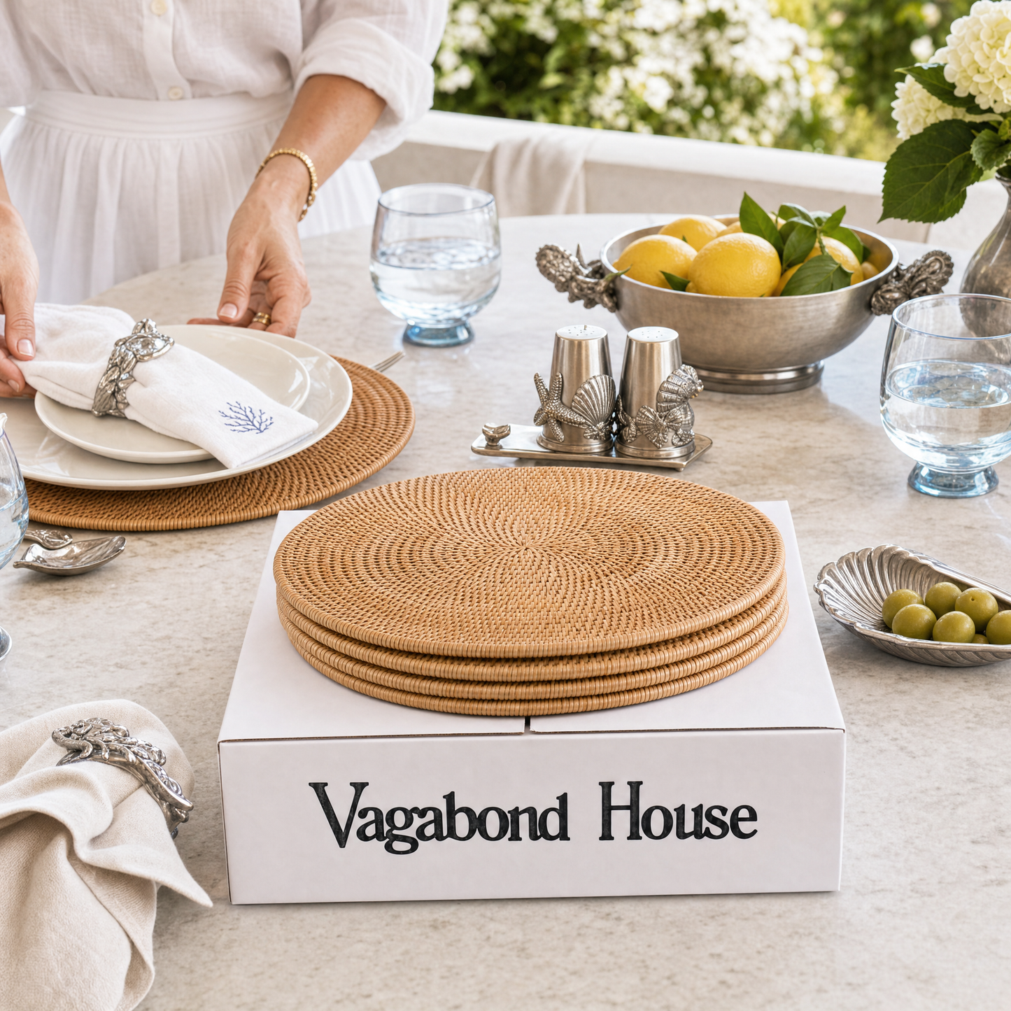 Hand Woven Wicker Rattan Round Placemat - Set of 4