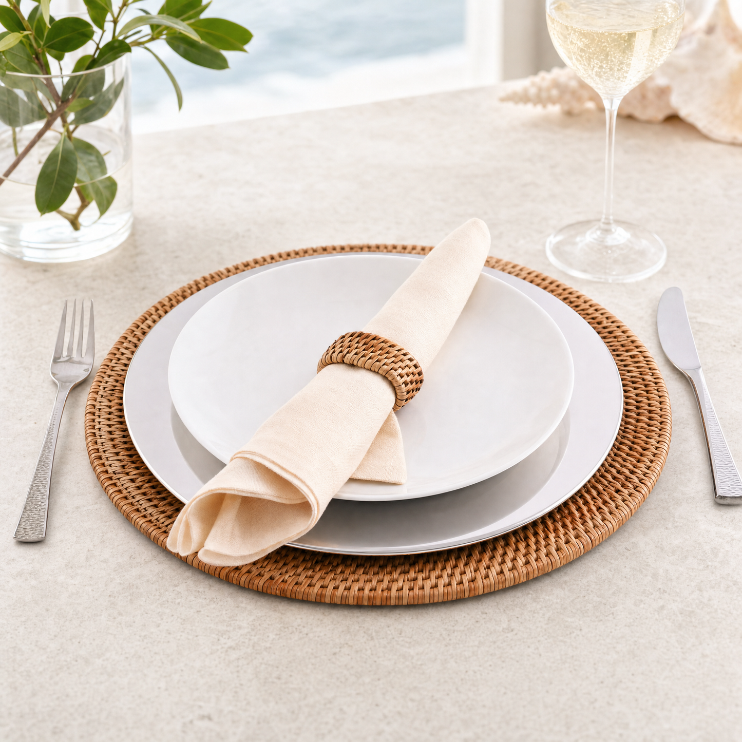 Hand Woven Wicker Rattan Round Placemat - Set of 4