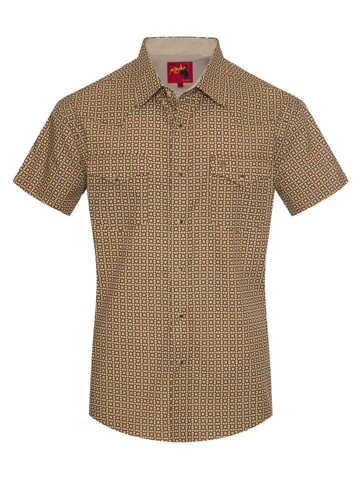 Men's Short Sleeve Pearl Snap Print Shirt