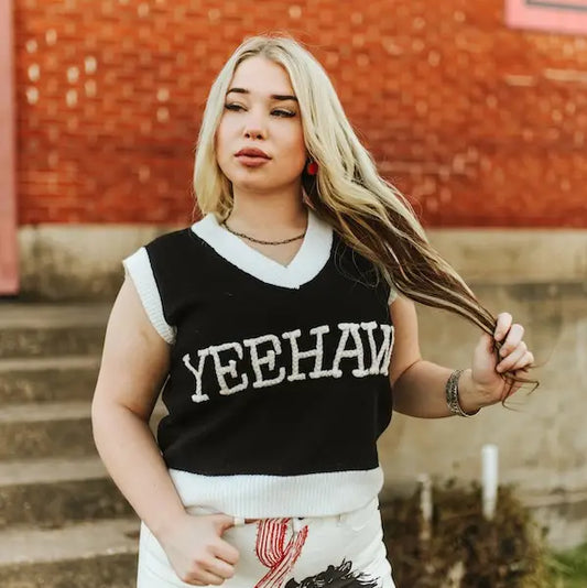 Black Ivory Yeehaw Knit Sleeveless Sweater