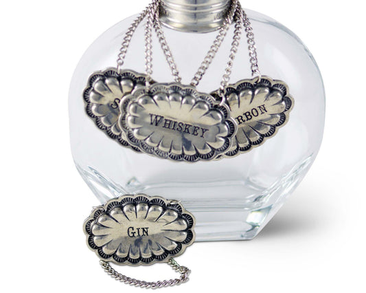 Pewter Western Decanter Tags